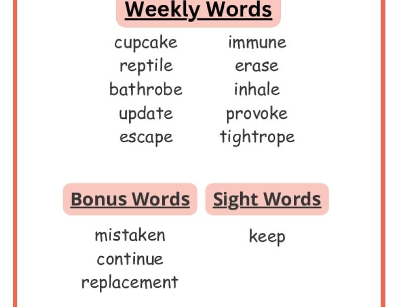 3rd Grade Spelling Words Free Printable 36 Week List