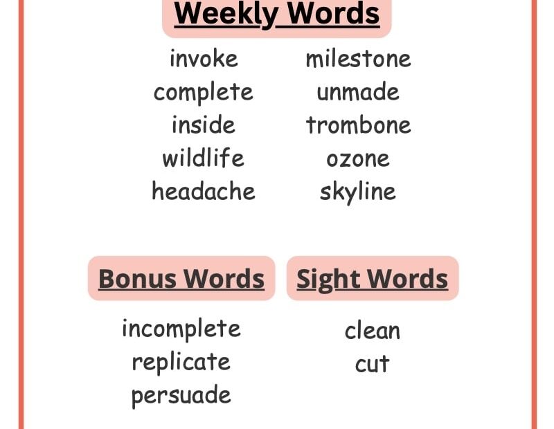 3rd Grade Spelling Words Free Printable 36 Week List