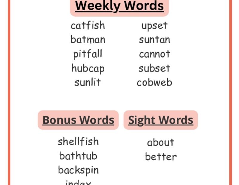 3rd Grade Spelling Words Free Printable 36 Week List