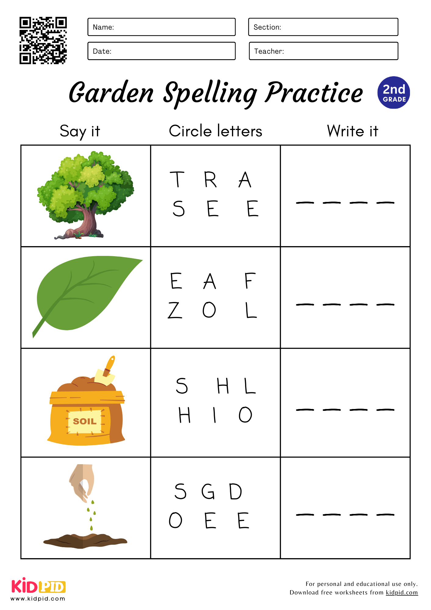 spelling practice grade 2
