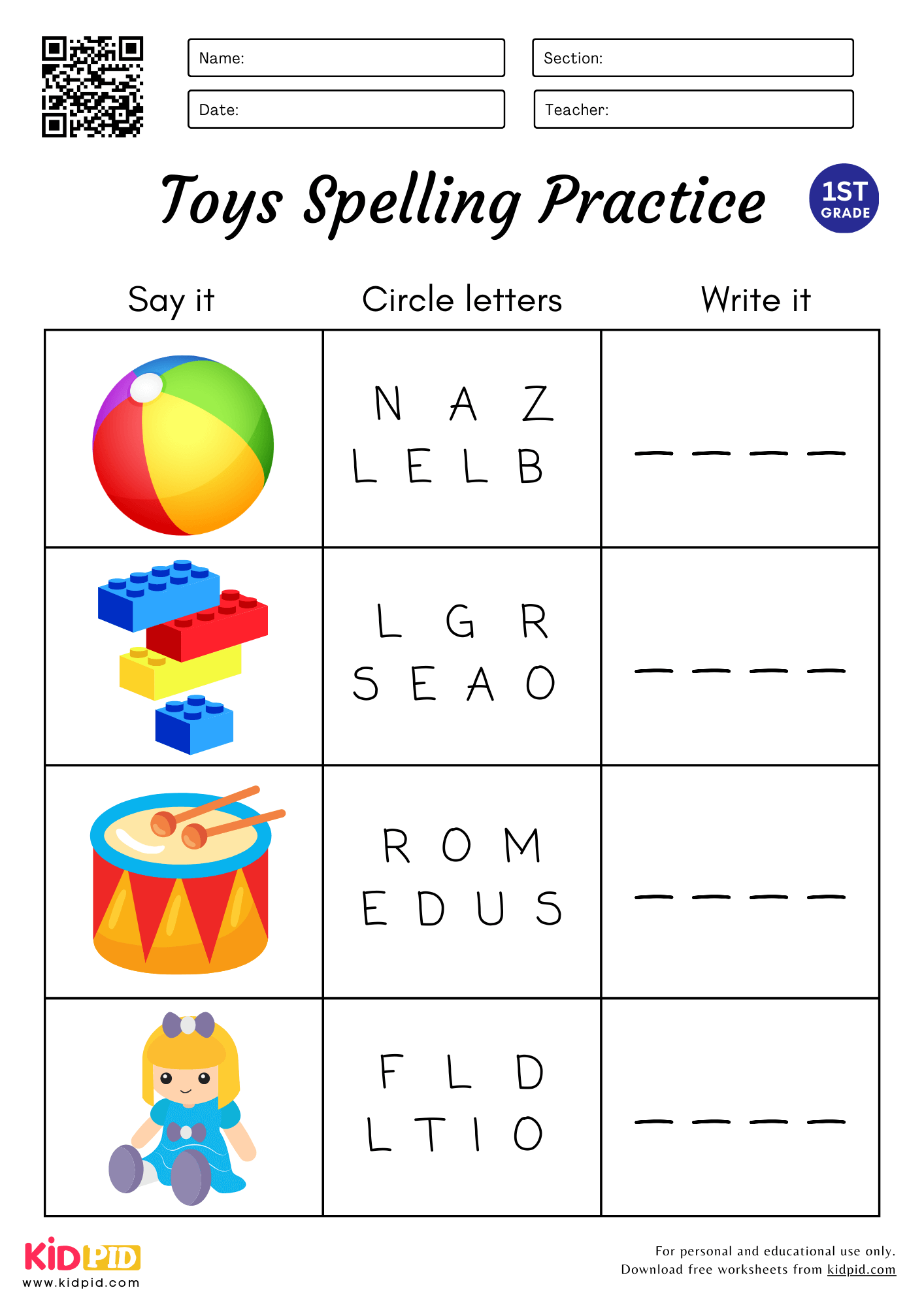spelling worksheets for grade 1