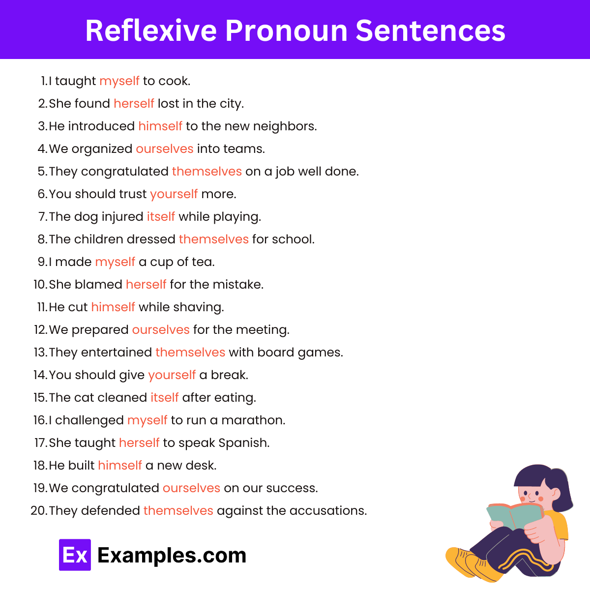 40 Reflexive Pronoun Examples