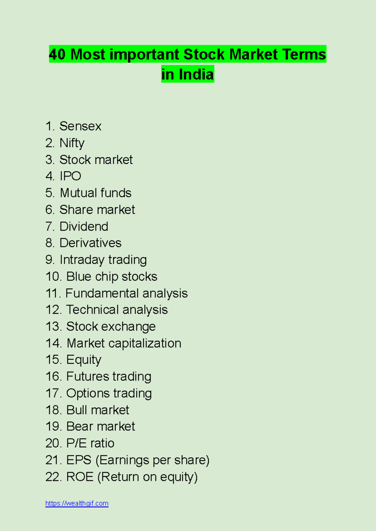 list of stock market terms