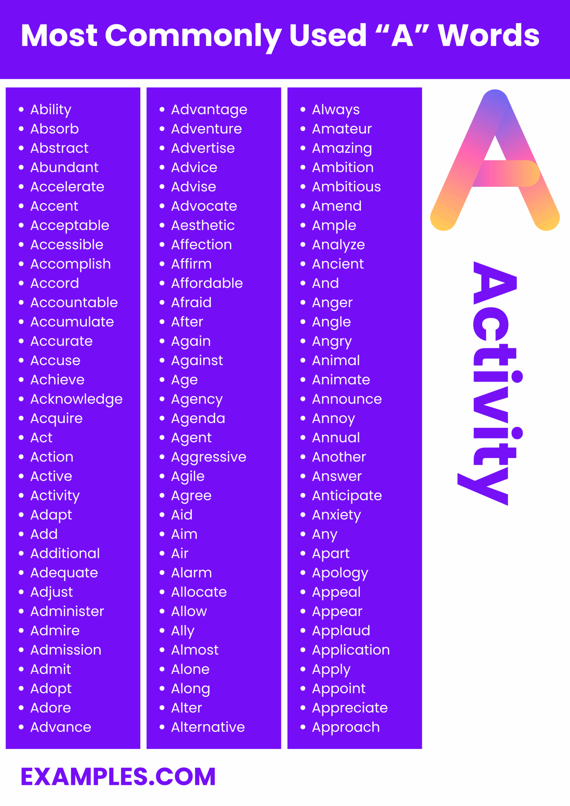 450 A Words List Meaning PDF