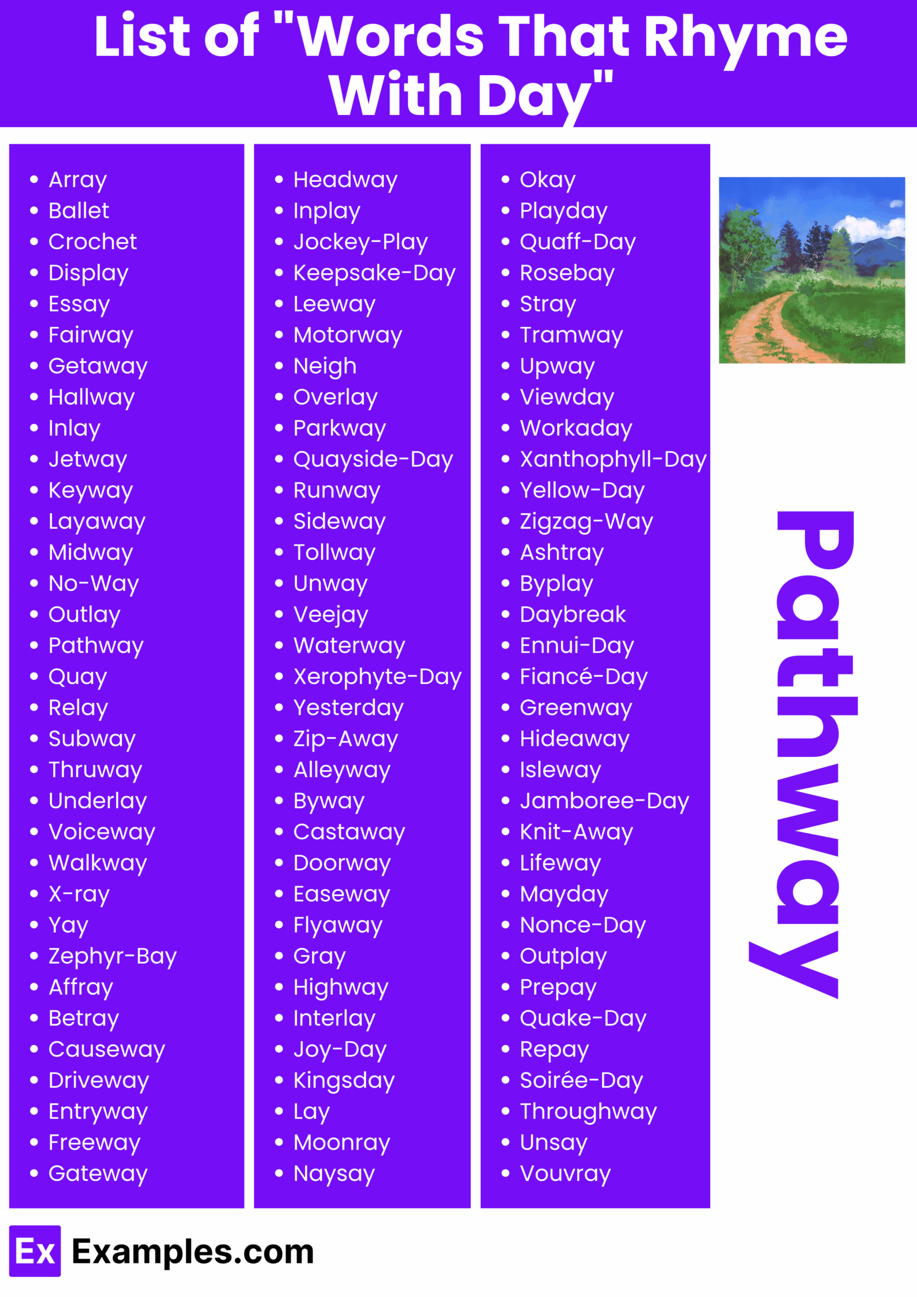 450 Words That Rhyme With Day List Meaning PDF
