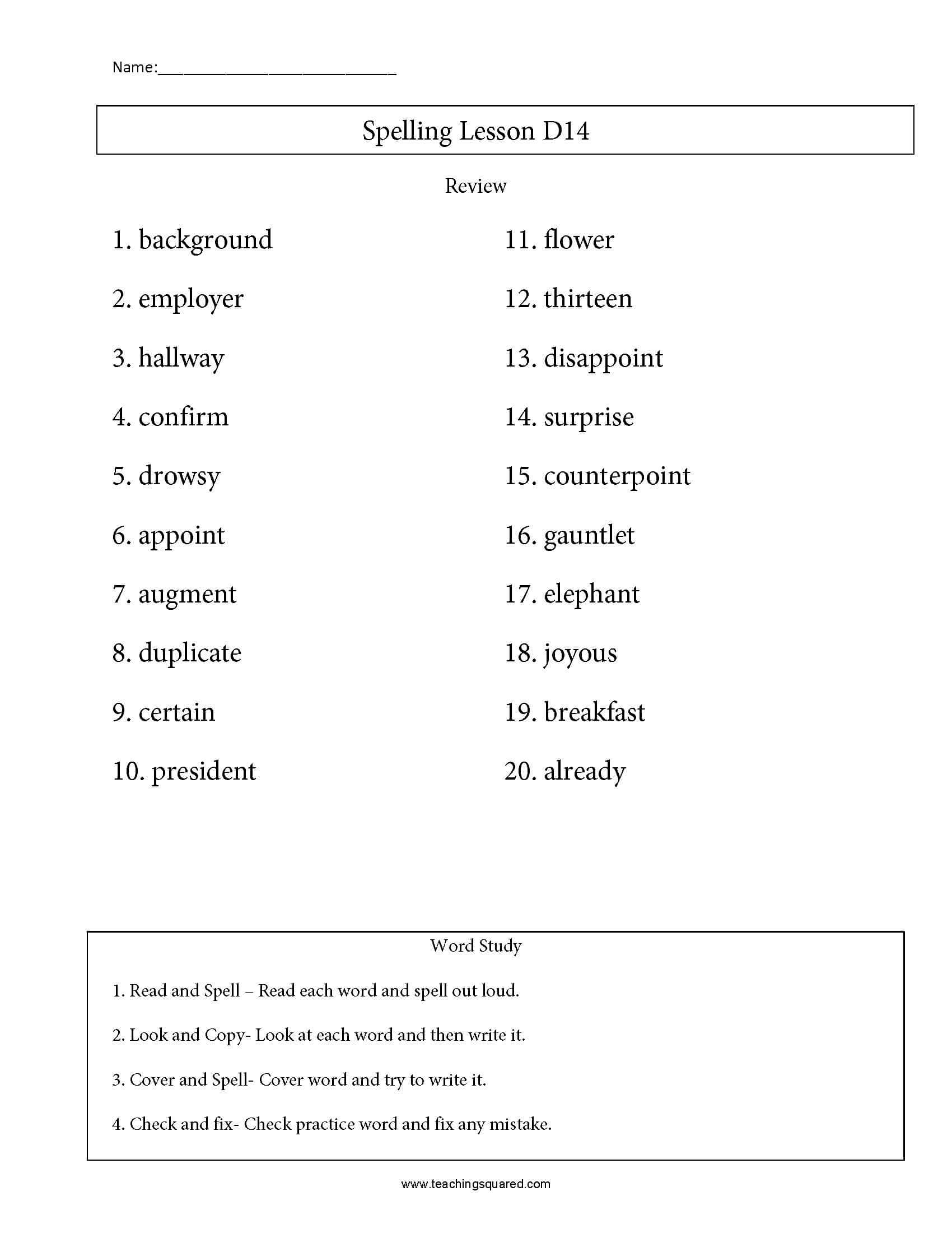4th Grade Spelling Teaching Squared