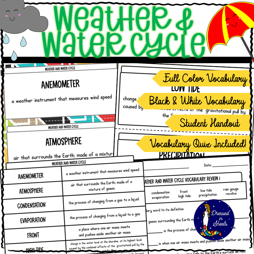 4th Grade Weather And Water Cycle Vocabulary Made By Teachers