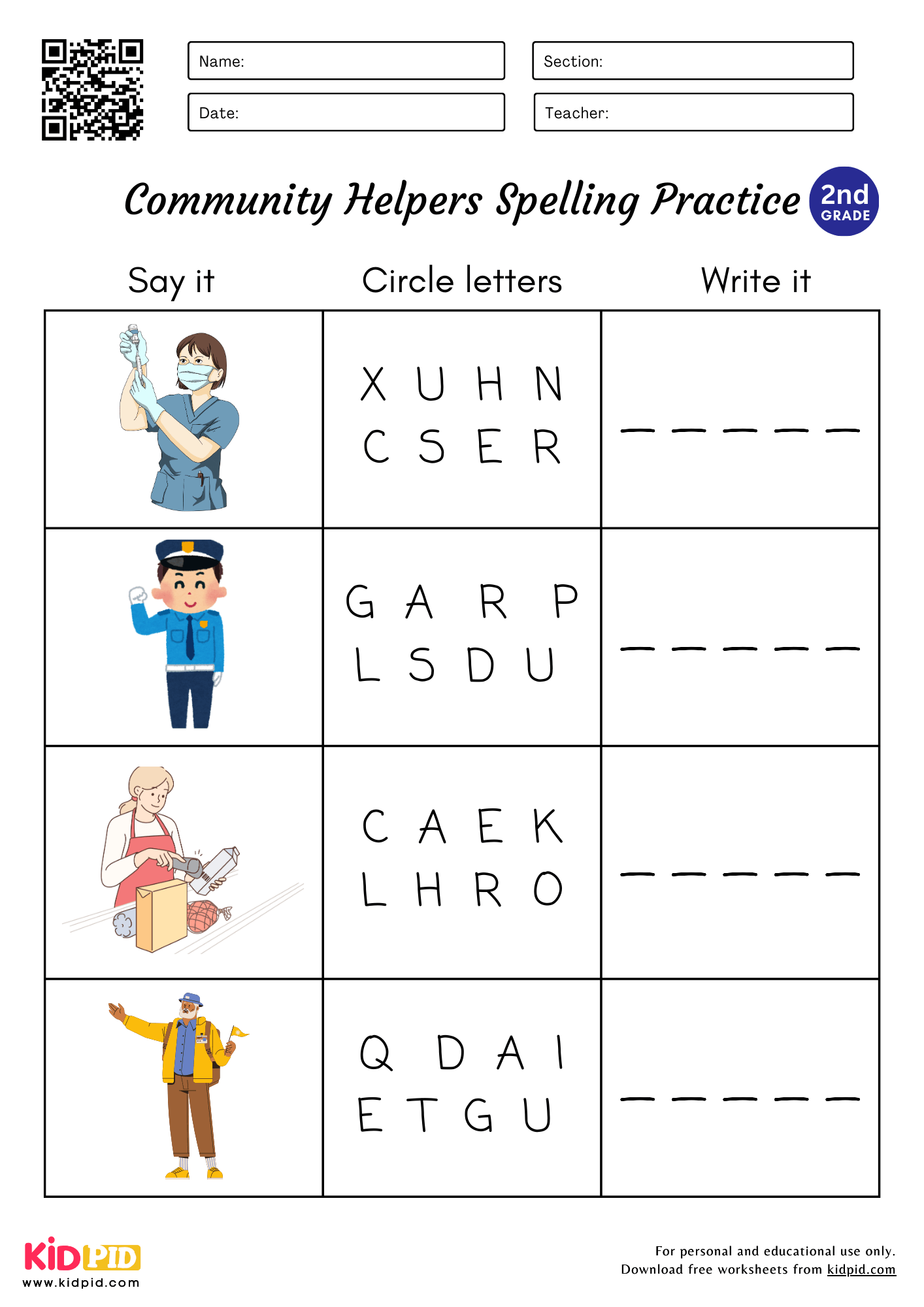 spelling worksheets for 2nd graders