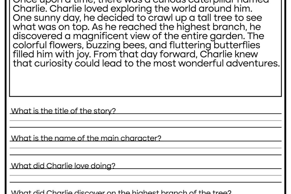 5 Printable Reading Comprehension English Worksheets ages 4 7