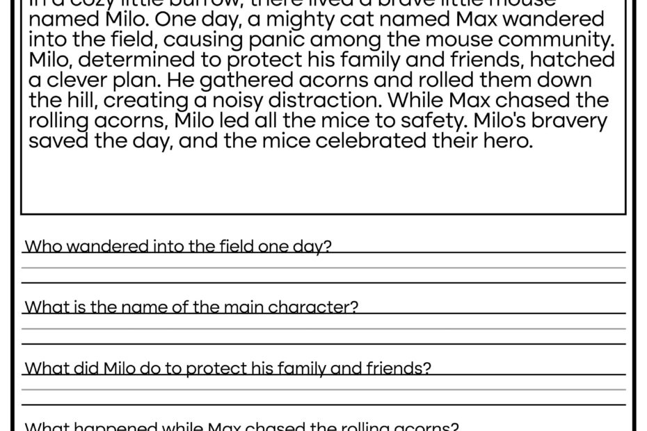 5 Printable Reading Comprehension English Worksheets ages 4 7