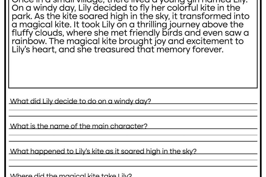 5 Printable Reading Comprehension English Worksheets ages 4 7 KG1 To Grade 2 Etsy