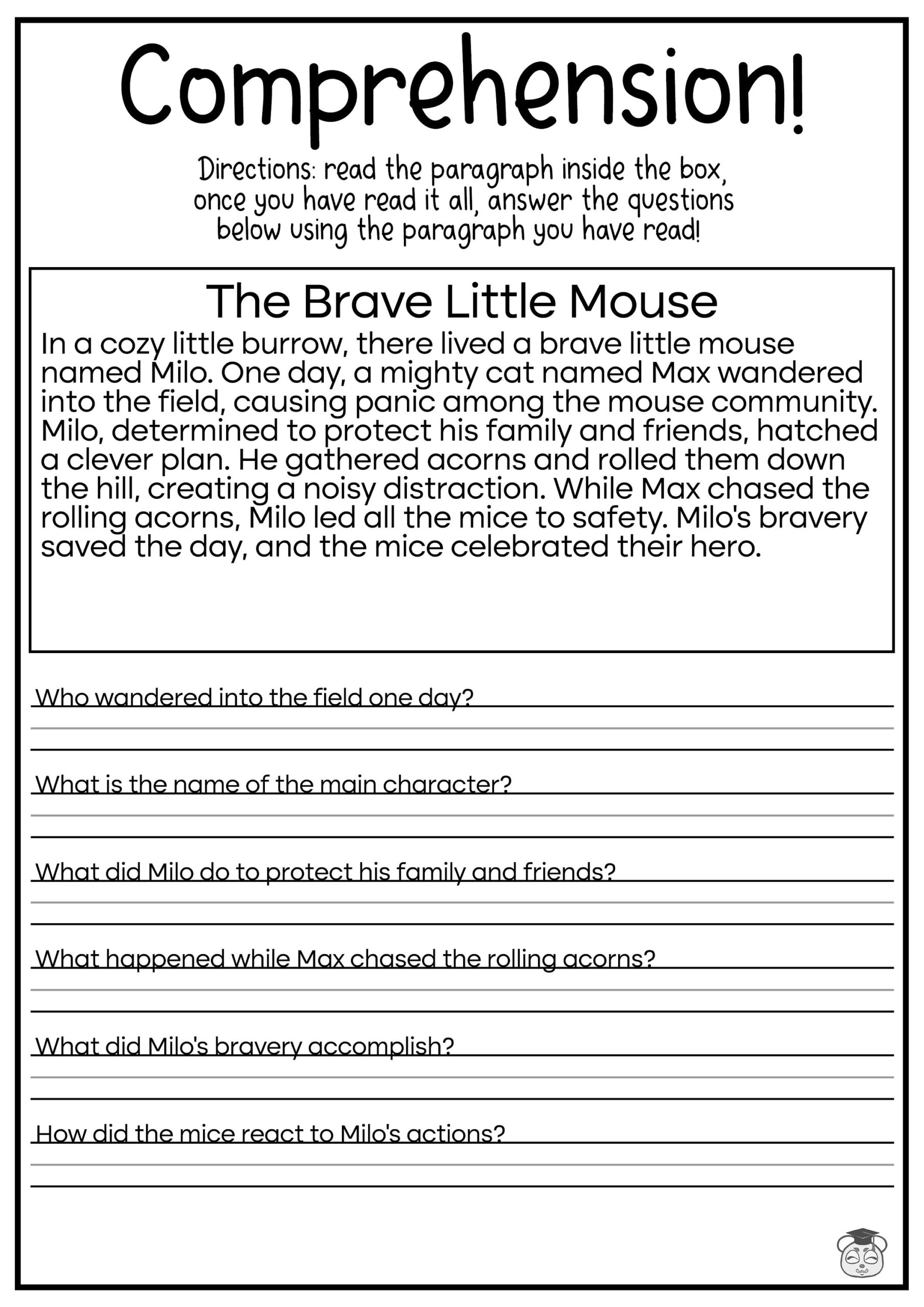 reading comprehension worksheets answer key