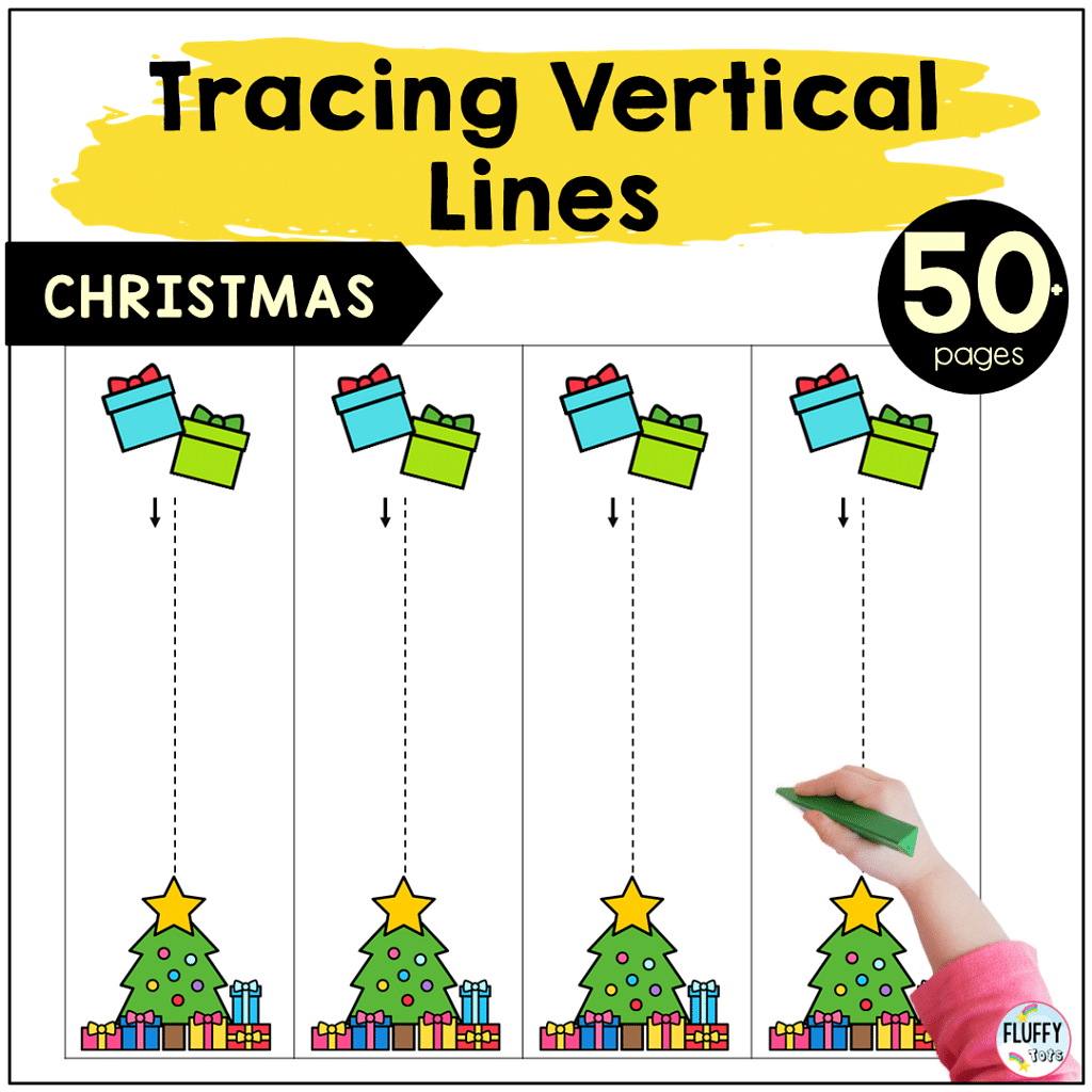 50 Pages Of Fun Christmas Pre Writing Tracing Vertical Lines FluffyTots