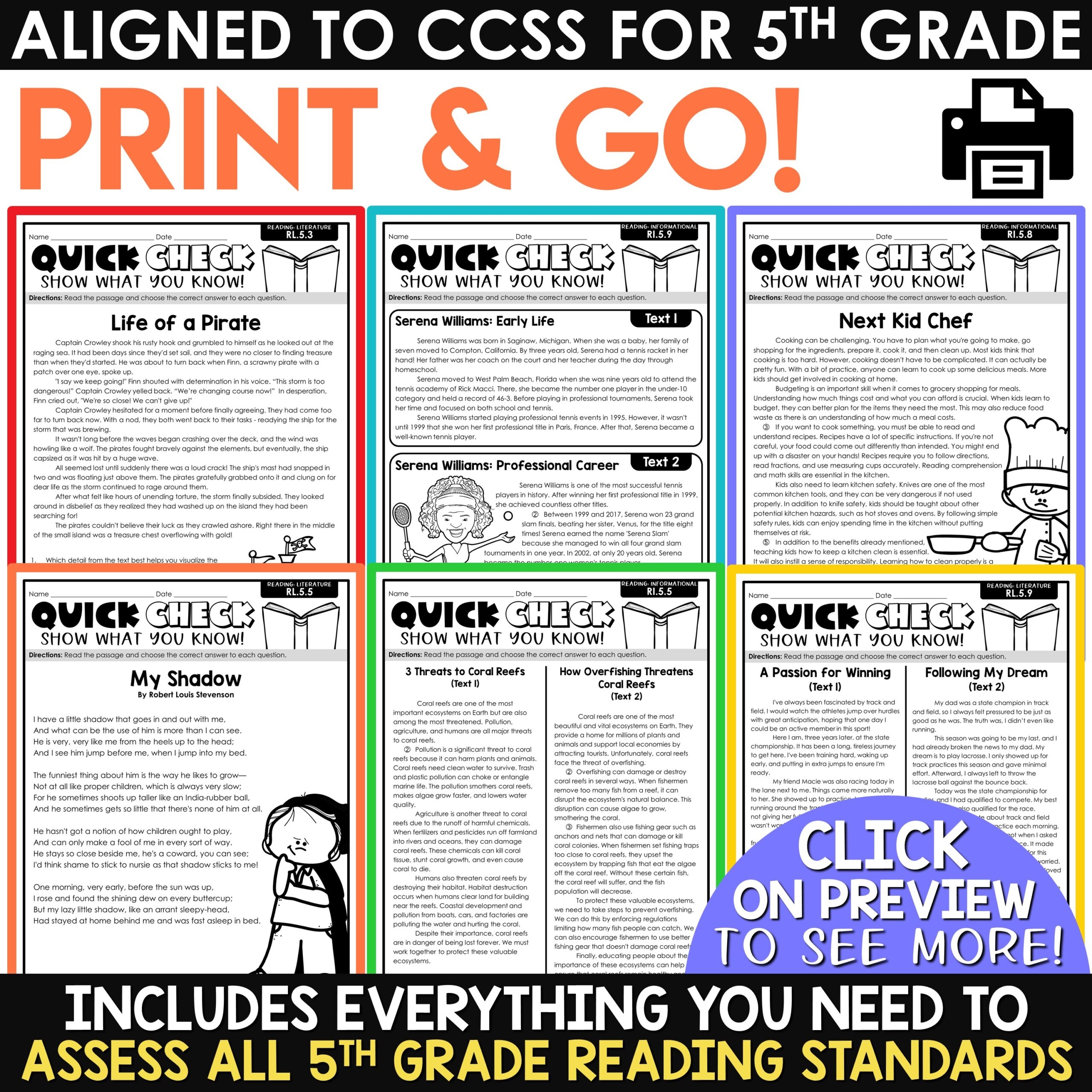 5th Grade Reading Comprehension Passages U0026 Questions Review Assessments Homework A Love Of Teaching Kim Miller