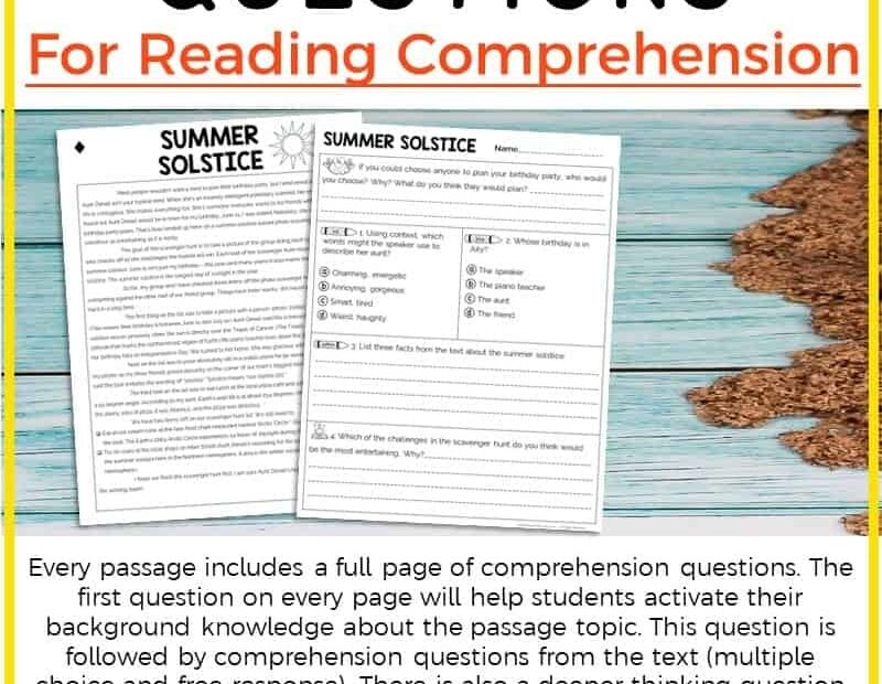 5th Grade Summer Reading Passages Printable Version Educate