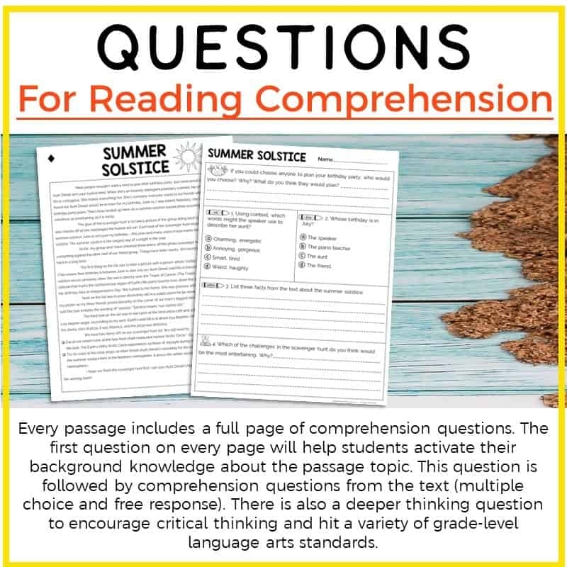 5th Grade Summer Reading Passages Printable Version Educate 