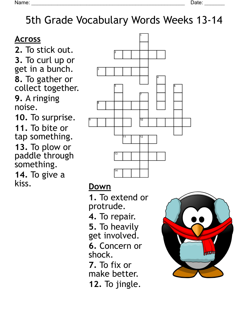 grade 5 crossword puzzles