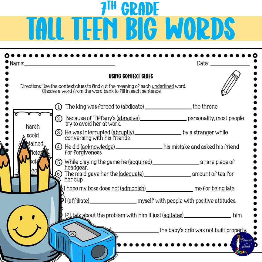 7th grade level vocabulary words