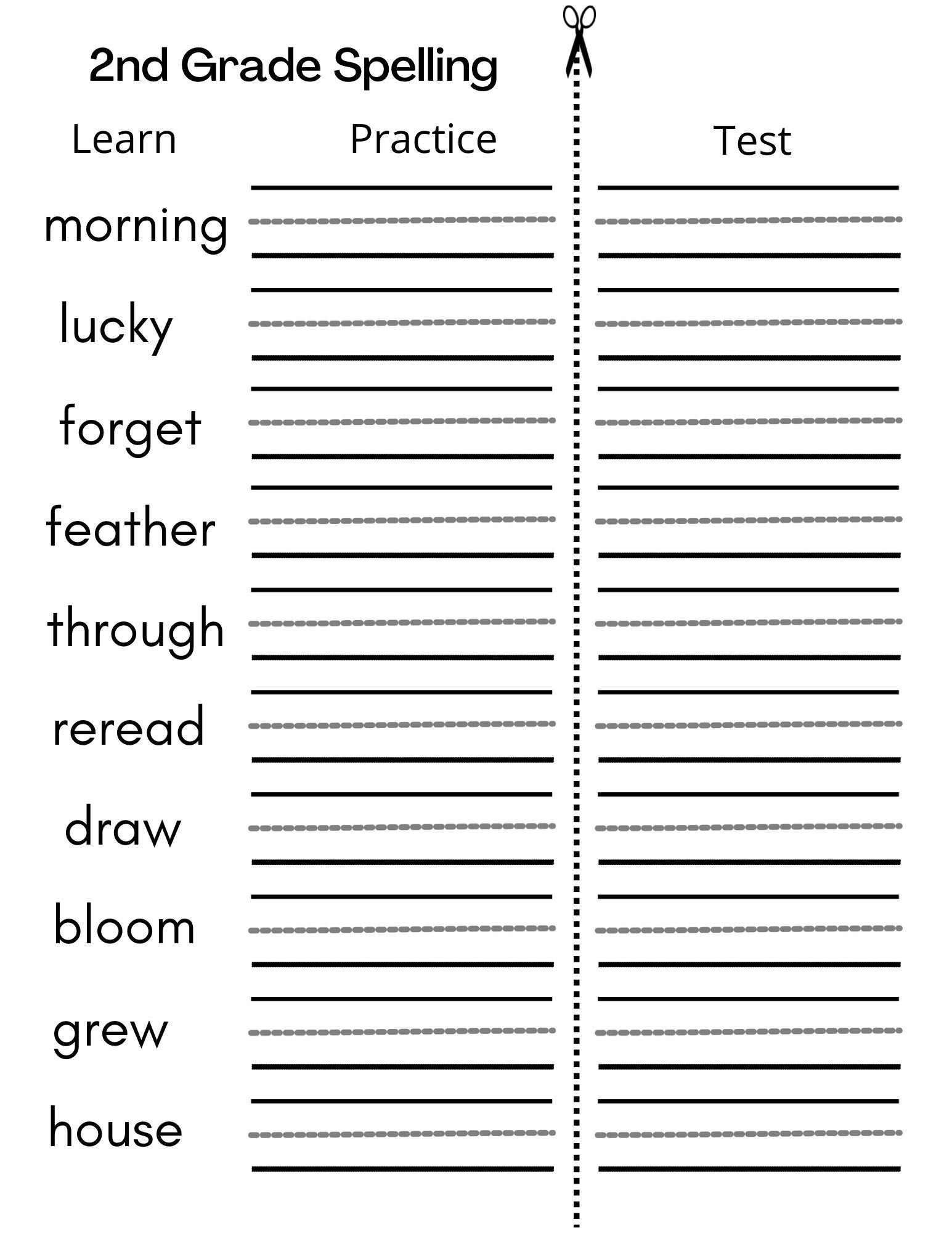 8 Printable Second Grade Writing Spelling Worksheets Spelling Test Etsy