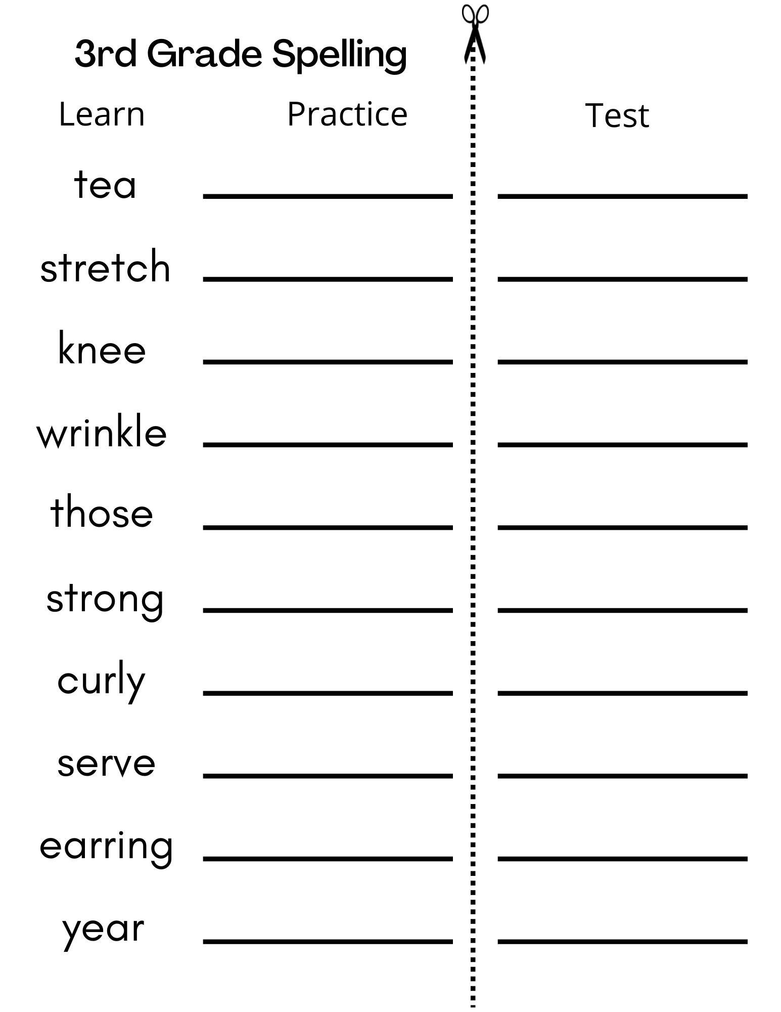 8 Printable Third Grade Spelling Writing Spelling Test Etsy