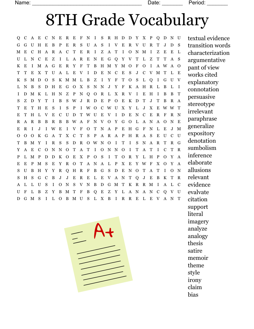 vocabulary words for 8th graders