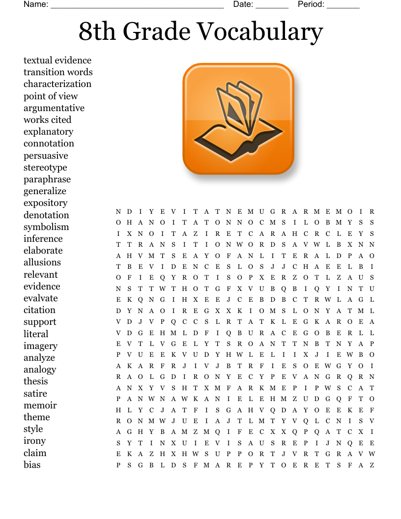 8th Grade Vocabulary Word Search WordMint