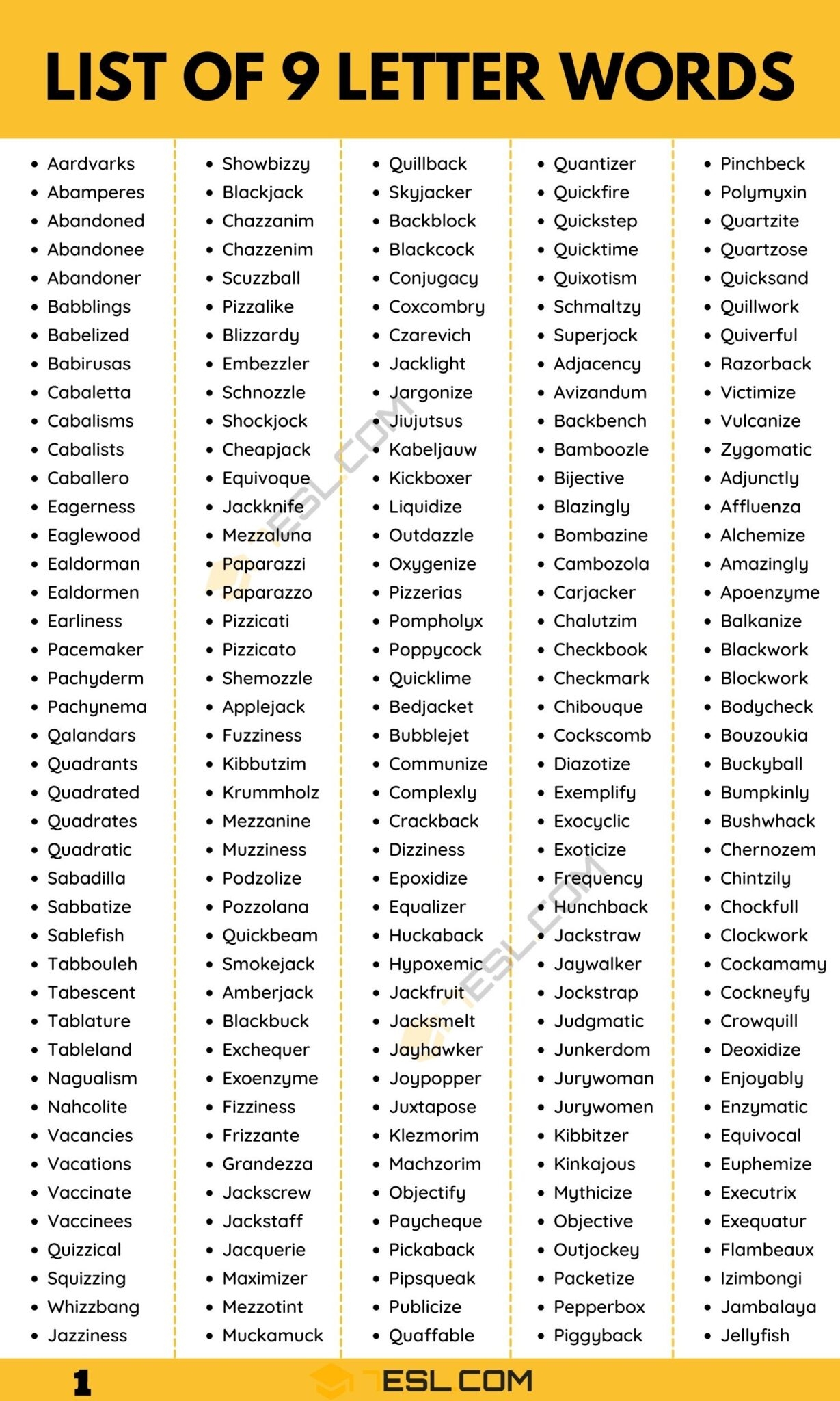 9 Letter Words 1100 Words With 9 Letters In English 7ESL