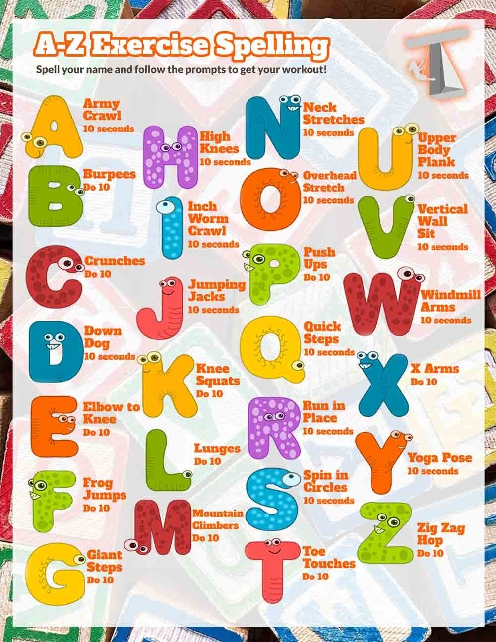 A Z Exercise Spelling Tilton s Therapy For Tots