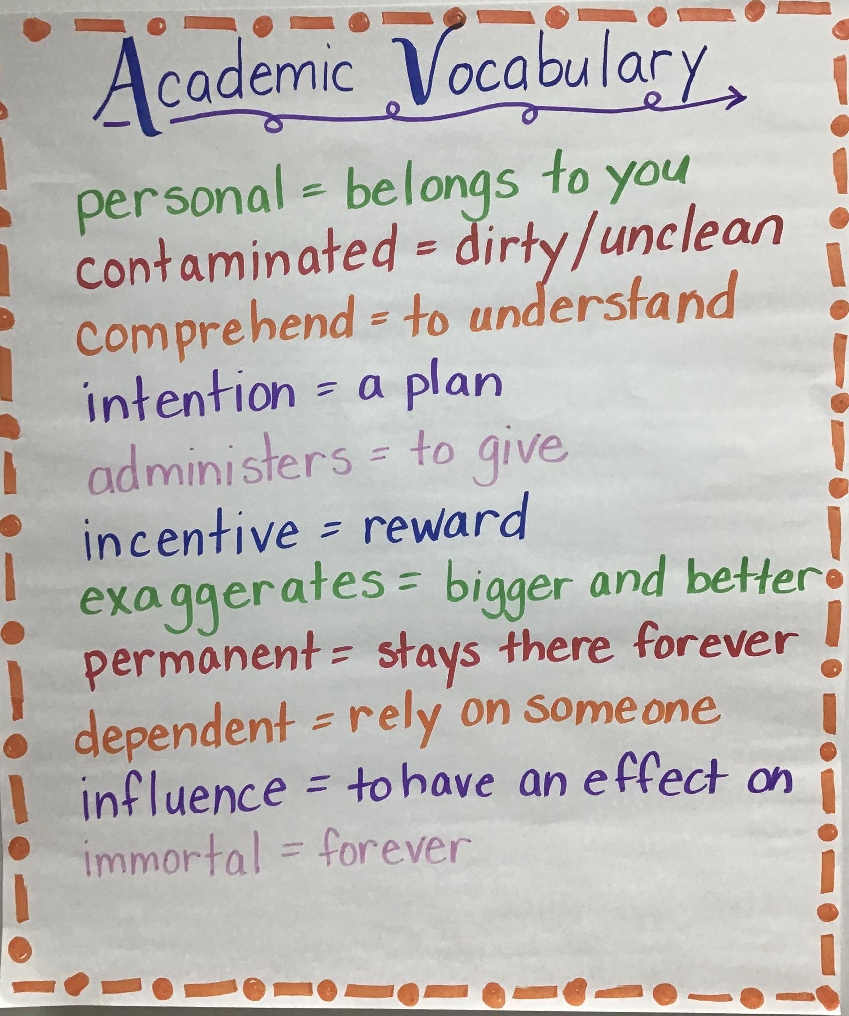 what are academic vocabulary words