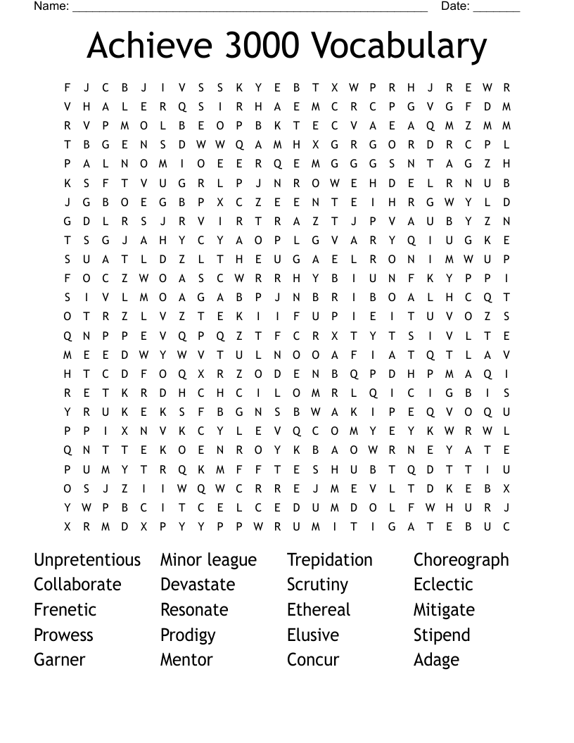 Achieve 3000 Vocabulary Word Search WordMint