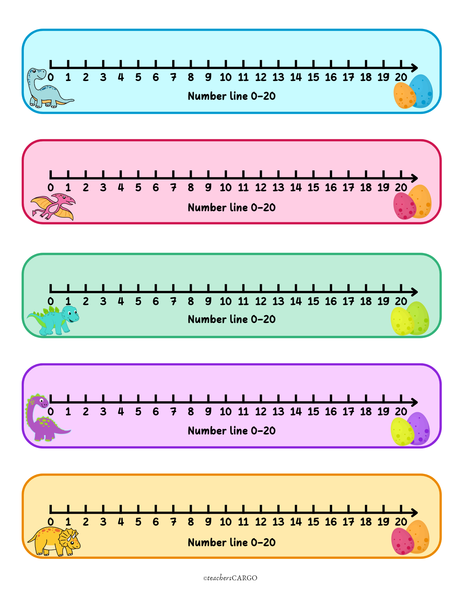 number strips 1 20 printable