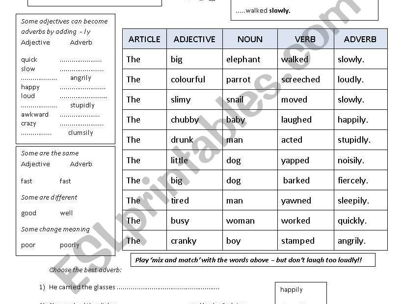 Adjectives And Adverbs ESL Worksheet By Apodo Worksheets Library