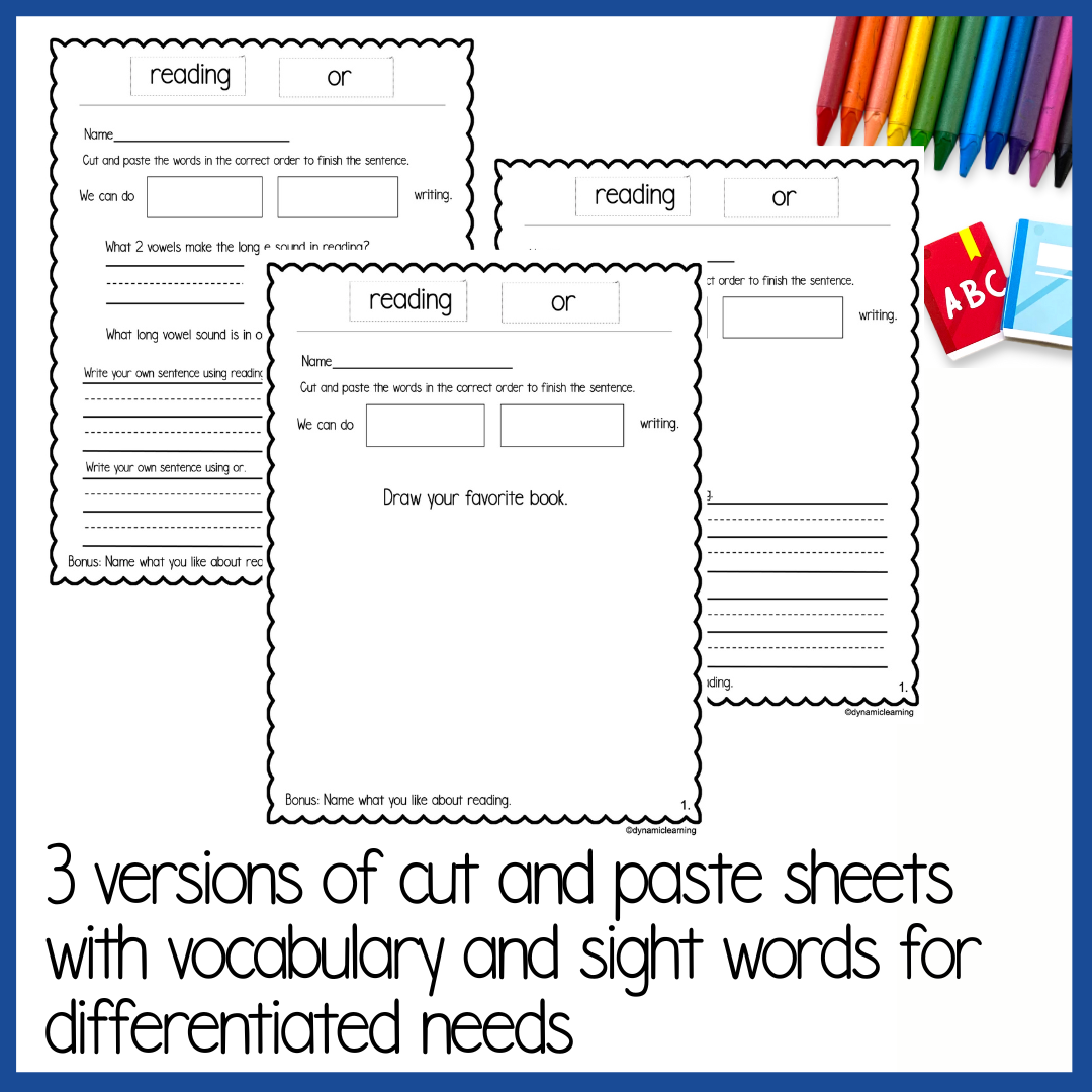 All About Reading With Reading Writing Worksheets Dynamic Learning