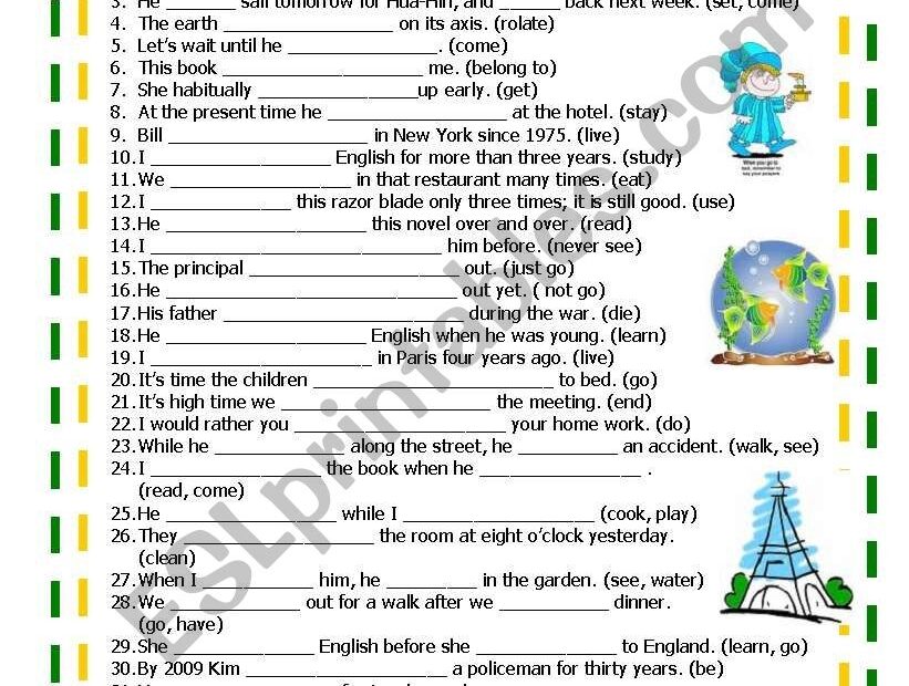 All TENSES Worksheet 12 Tenses For Your Students ESL