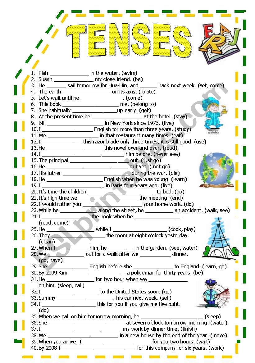 All TENSES Worksheet 12 Tenses For Your Students ESL 