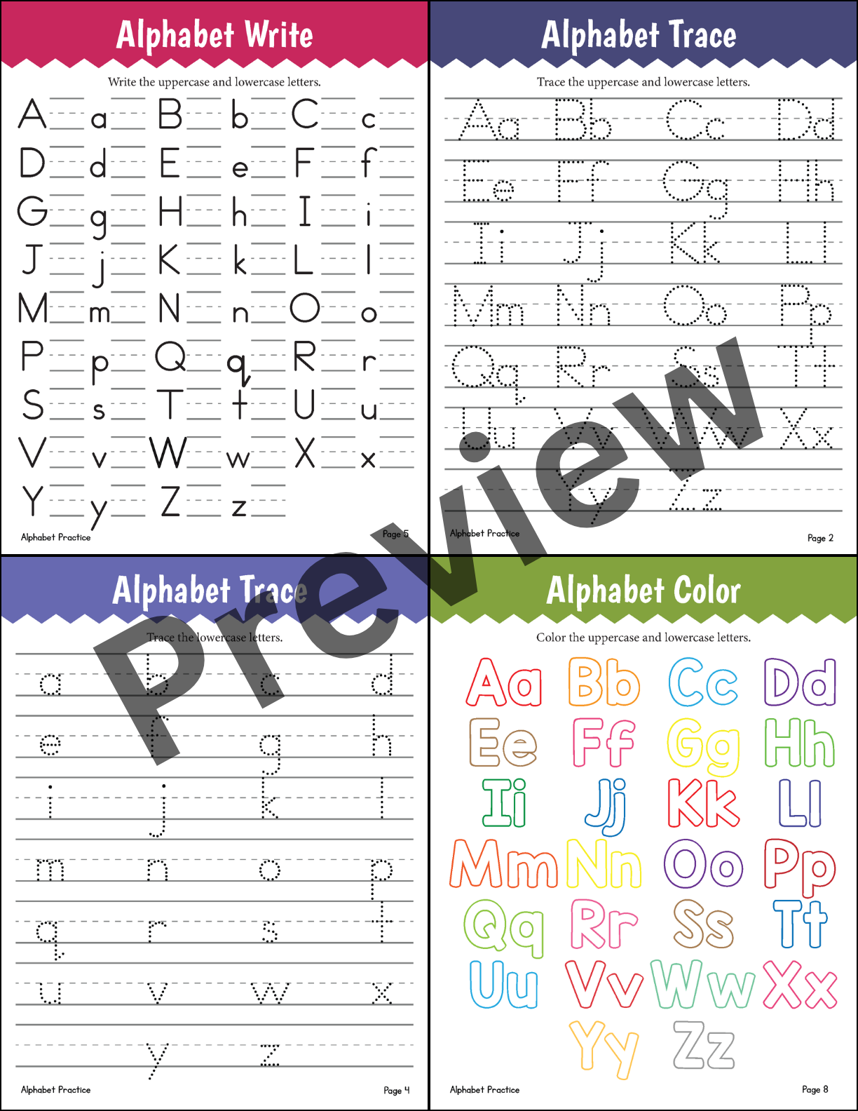 tracing alphabet letters a-z