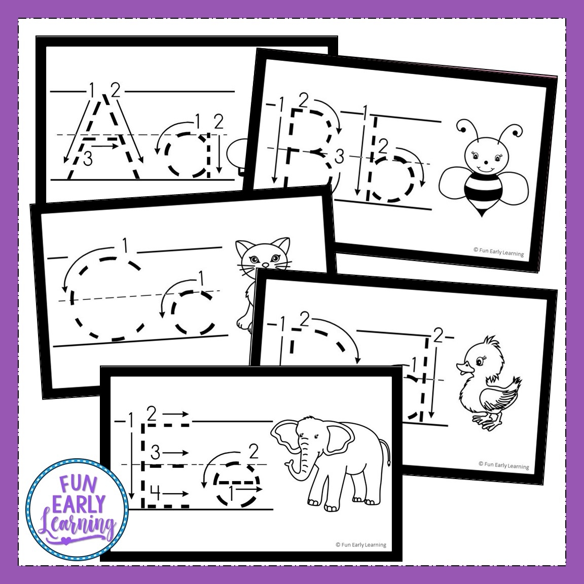 Alphabet Animal Tracing Cards For Letters And Writing Fun Early 