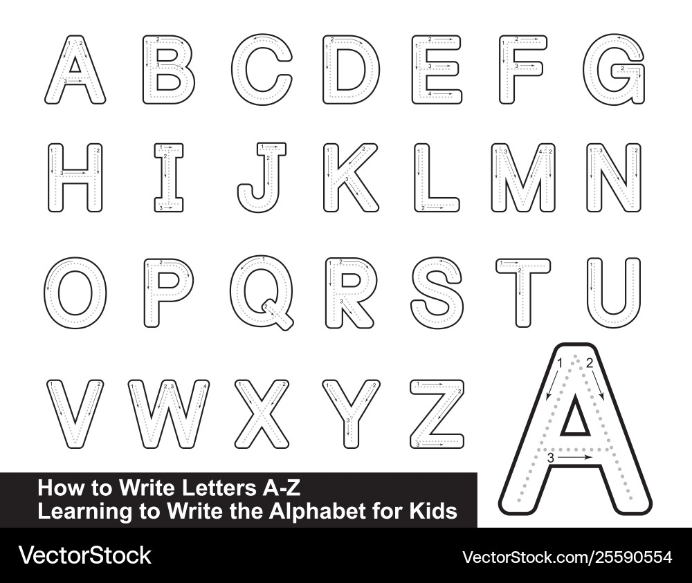 Alphabet Tracing Letters Step Royalty Free Vector Image