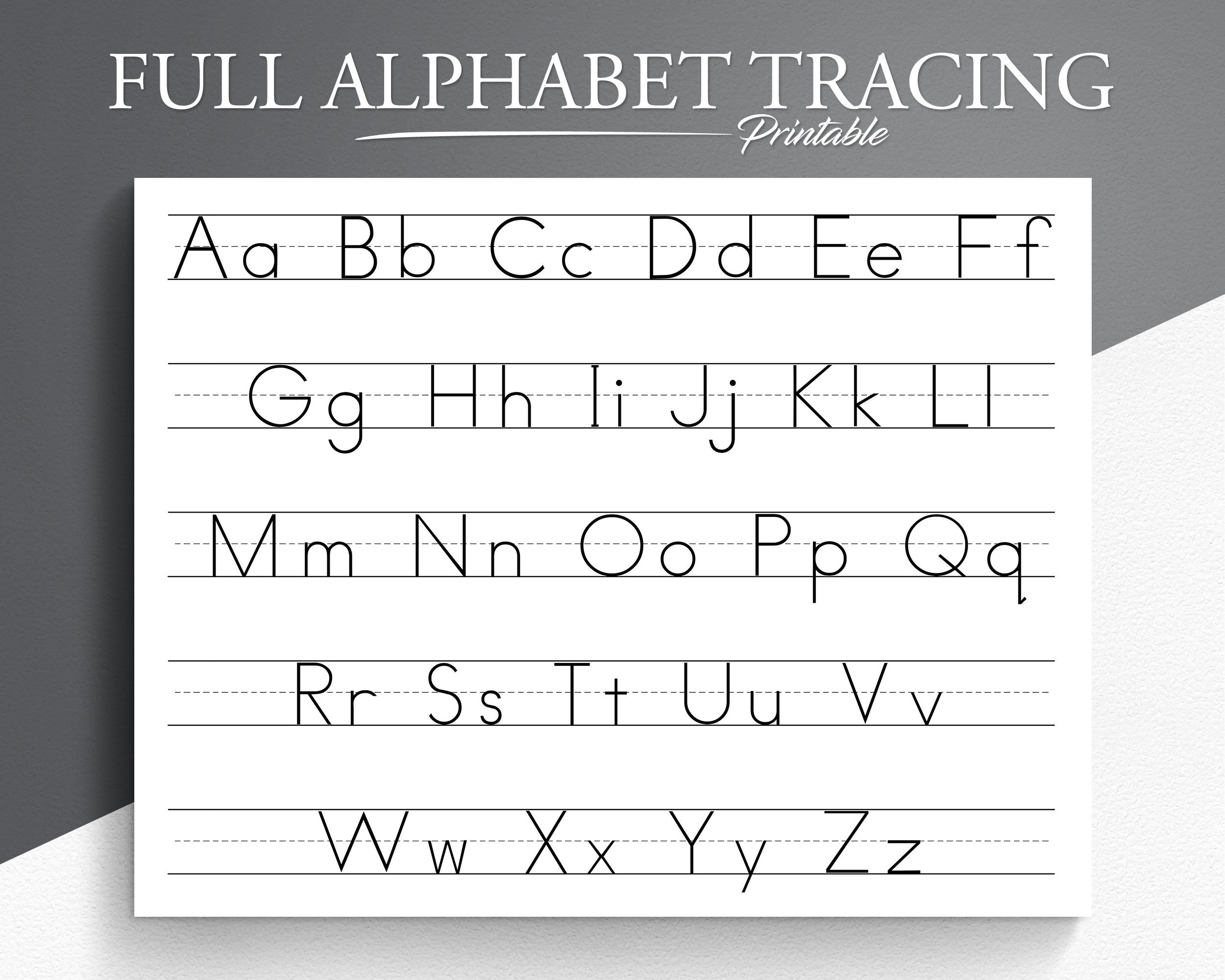 Alphabet Tracing Worksheet Printable Trace The Alphabet Handwriting Practice Letter Tracing Tracing Worksheets Etsy Australia