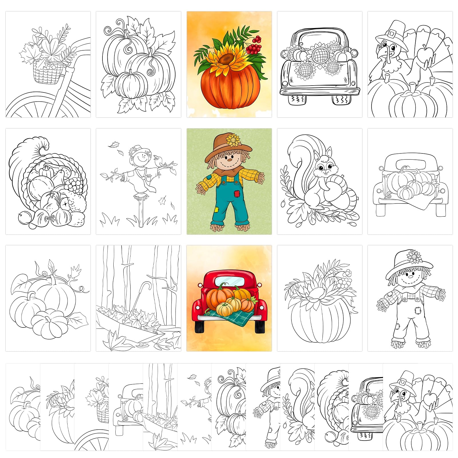 Amazon COCHIE 36PCS 8x10 Inches Fall Coloring Pages For Kids Bulk Color Your Own Thanksgiving Paper Crafts Party Favors Small Coloring Sheets Thanksgiving Day Gifts Office Products