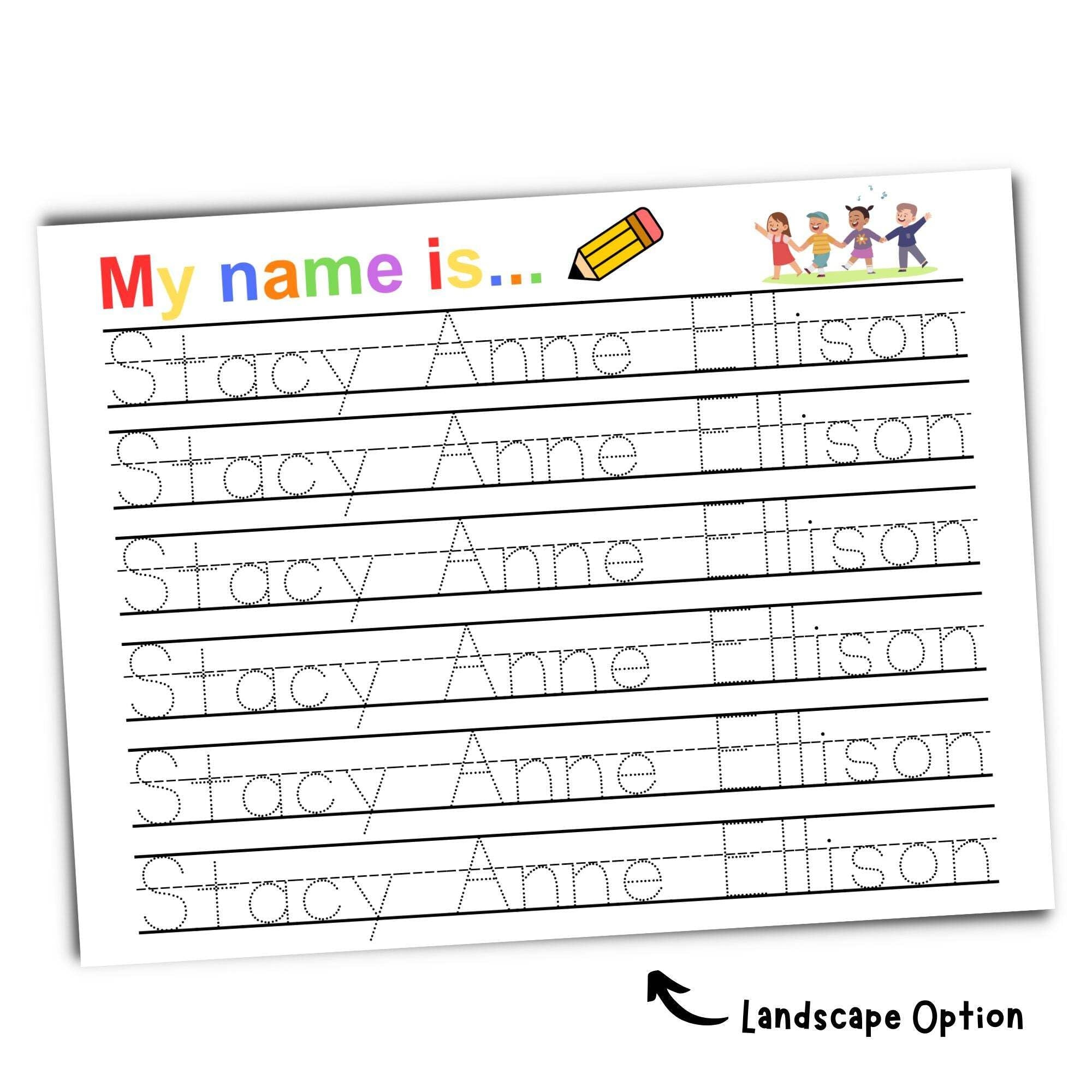 name tracing sheets printable