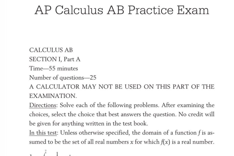 AP Calculus AB Practice Exam MyMaxScore