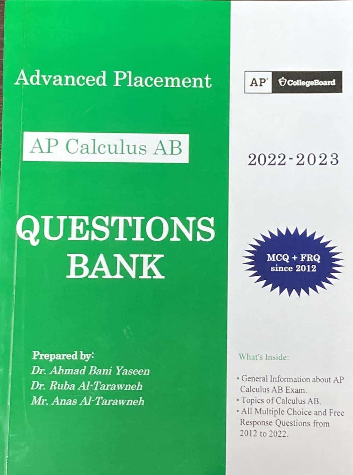 AP Calculus AB Questions Bank Dr Ahmad Bani Yaseen 2022 2023 