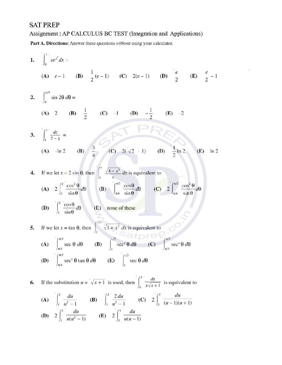 AP Calculus AB U0026 BC TEST Applications Of Integration SAT PREP