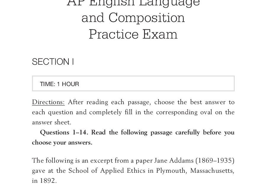 AP English Language And Composition Practice Exam DocMerit