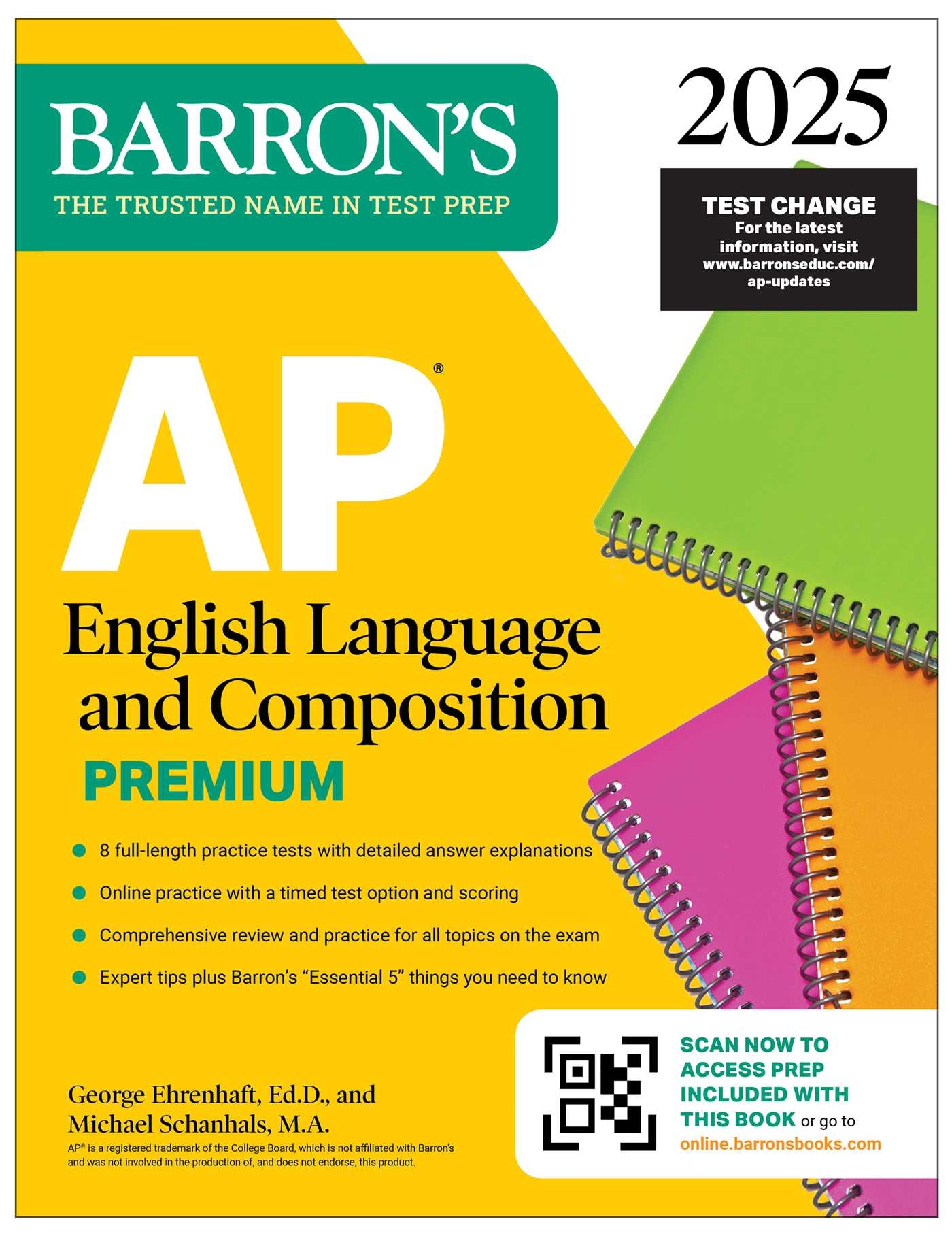 AP English Language And Composition Premium 2025 Prep Book With 8 Practice Tests Comprehensive Review Online Practice Book By Barron s Educational Series George Ehrenhaft Ed D Michael Schanhals 