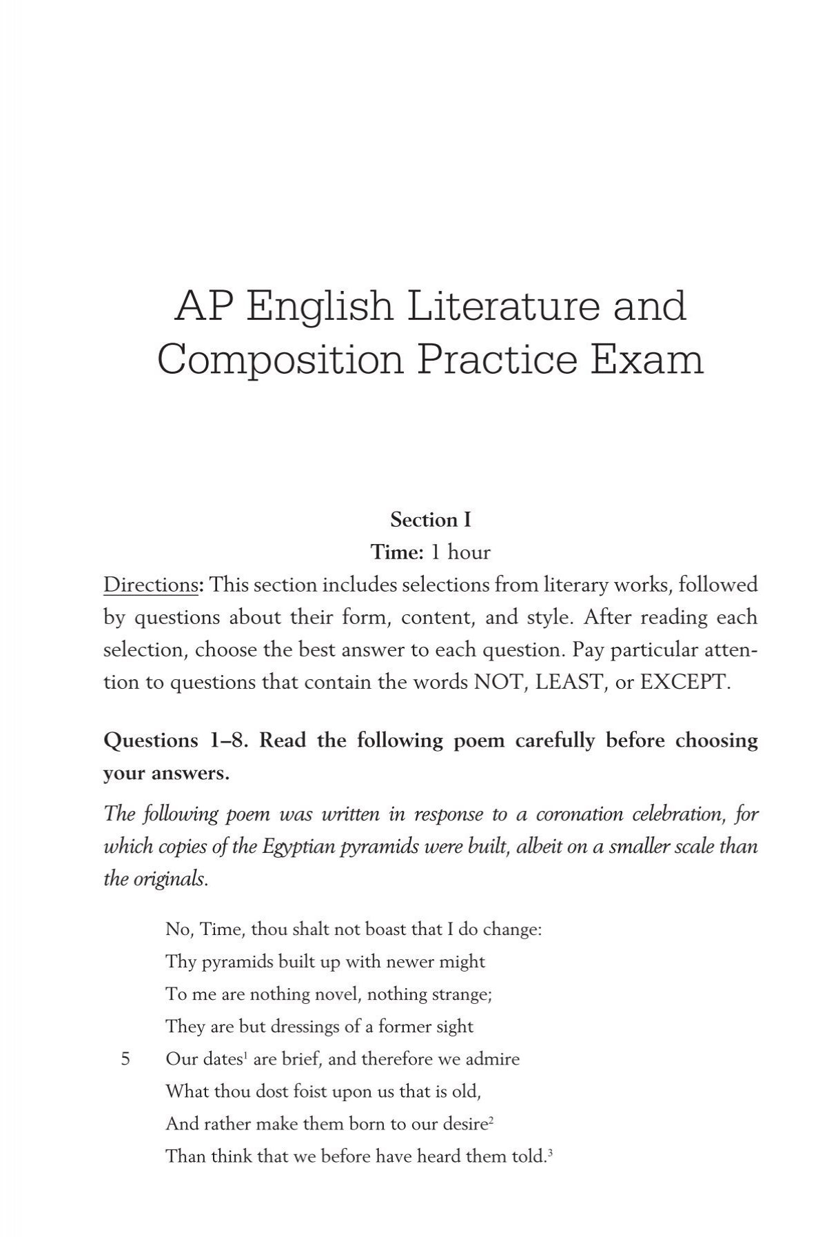 AP English Literature And Composition Practice Exam