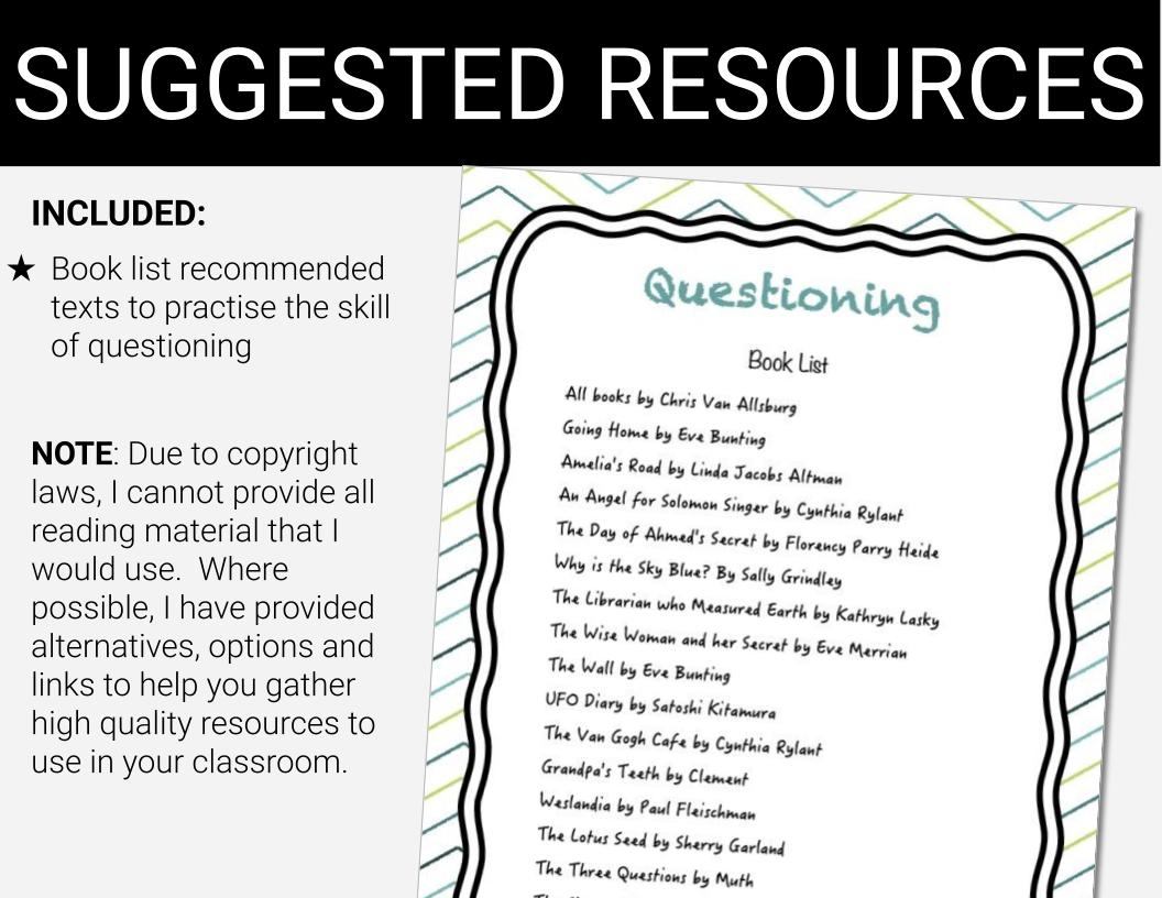 Asking Questions Reading Comprehension Strategies Activities 
