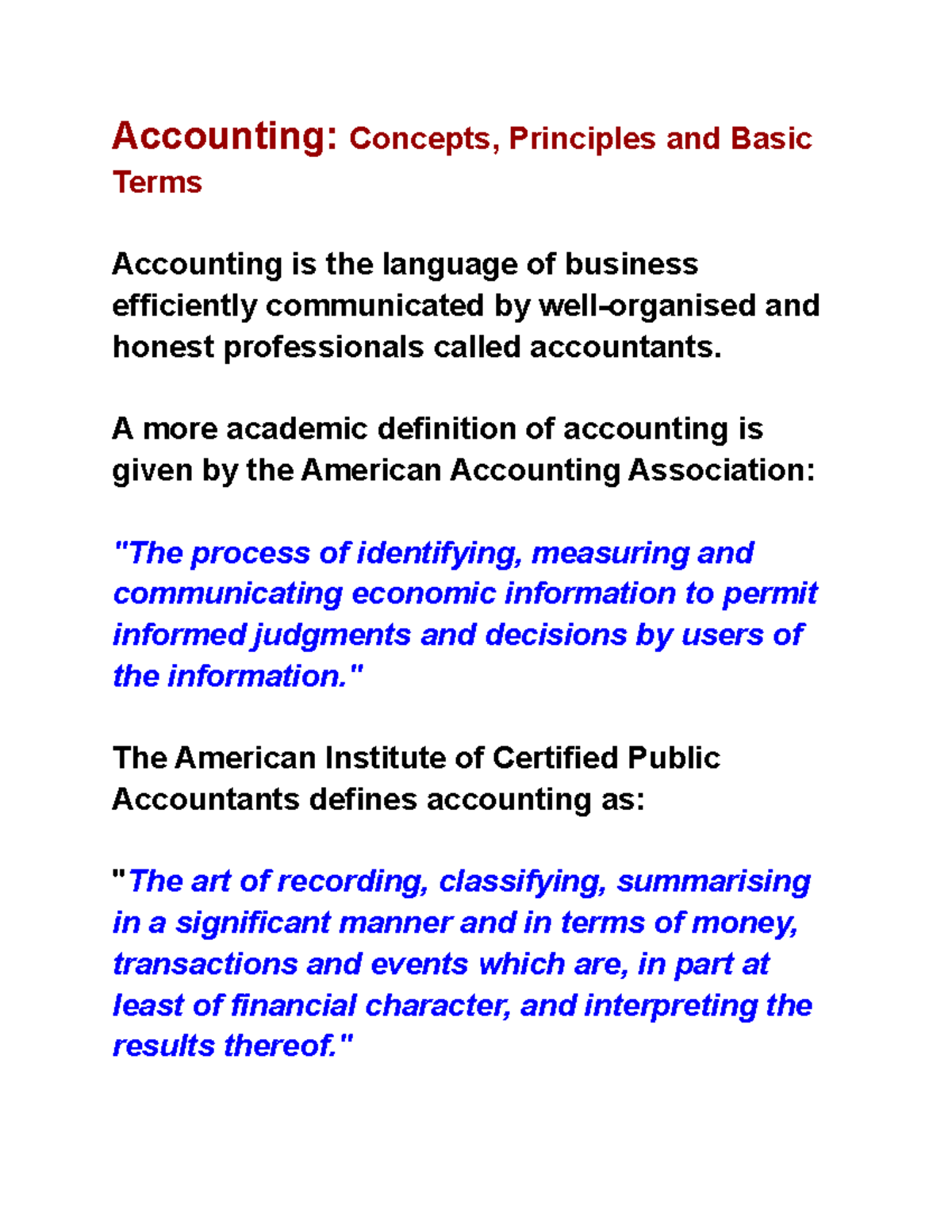 Basic Accounting Accounting Concepts Principles And Basic 