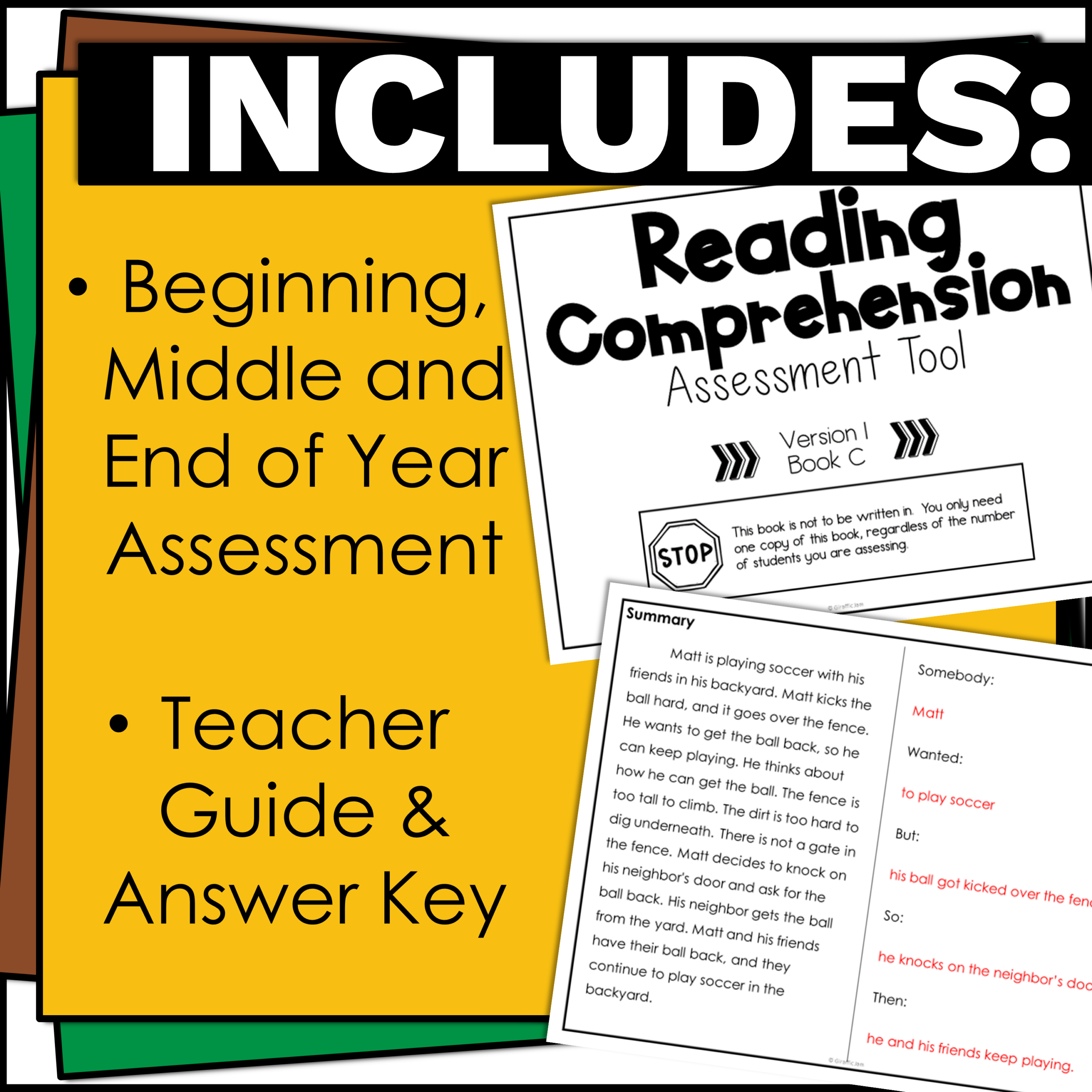 Beginning Of The Year Reading Comprehension Assessment For IEP Goals Giraffic Jam